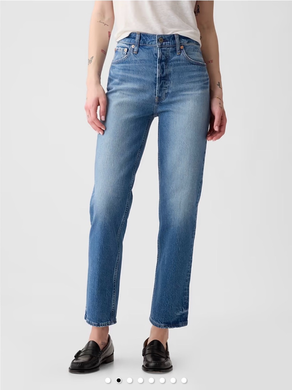 High-Rise Straight Leg Jeans in Light Blue